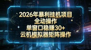 2026开年暴力挂G项目全自动操作单窗口稳賺30＋云机-模拟器挂G掘金可批量矩阵操作【揭秘】-网创资源站