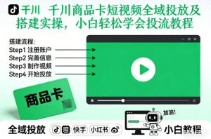 千川商品卡短视频全域投放及搭建实操，小白轻松学会投流教程(更新26年2月)-网创资源站