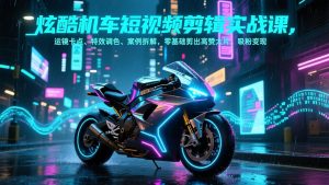 炫酷机车短视频剪辑实战课，运镜卡点、特效调色、案例拆解，零基础剪出高赞大片，吸粉变现-网创资源站