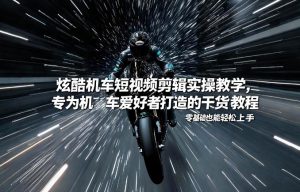 炫酷机车短视频剪辑实操教学,专为机车爱好者打造的干货教程,零基础也能轻松上手-网创资源站