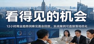 2026看得见的机会，12小时商业趋势洞察见面会回放，实战案例可直接落地优化-网创资源站