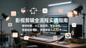 影视剪辑全流程实战指南,案例拆解、AI工具应用、专业调色,零基础到专业,月接单收入2万+-网创资源站
