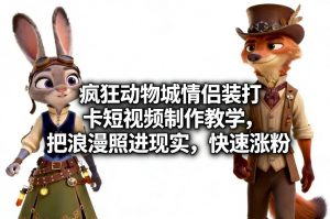 疯狂动物城情侣装打卡短视频制作教学,把浪漫照进现实,快速涨粉-网创资源站