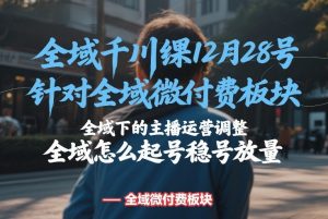 全域千川线下课12月28号，针对全域微付费板块，全域下的主播运营调整，全域怎么起号稳号放量-网创资源站