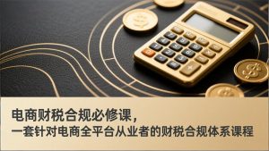 电商财税合规必修课，是一套针对电商全平台从业者的财税合规体系课程-网创资源站