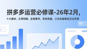 拼多多运营必修课-26年2月,十大模块、从零到精、全景教学,系统筑基,小白也能稳定日出百单-网创资源站
