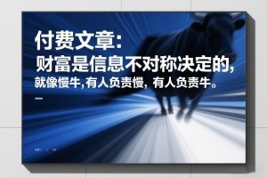 付费文章：财富是信息不对称决定的，就像慢牛，有人负责慢，有人负责牛-网创资源站