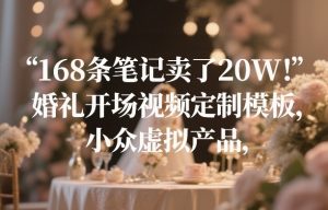 168条笔记卖了20W！婚礼开场视频定制模板，小众虚拟产品-网创资源站