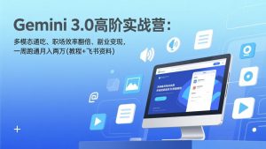 Gemini 3.0高阶实战营：多模态通吃、职场效率翻倍、副业变现，一周跑通月入两万(教程+飞书资料-网创资源站