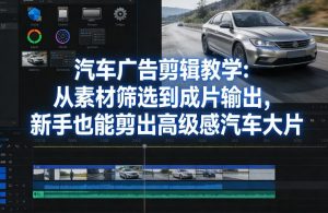 汽车广告剪辑教学:从素材筛选到成片输出,新手也能剪出高级感汽车大片-网创资源站