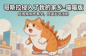 哥斯拉侵入了我的家乡–喵喵版短视频制作教学,快速起号涨粉-网创资源站