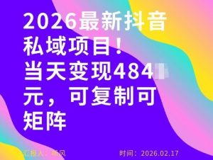 26年最新抖音私域玩法，当天变现4张+，可复制可粘贴，新手小白可做-网创资源站
