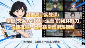 漫剧高阶实战课:掌握“文案+AI视频+运营”的闭环能力,快速批量产出高质量漫剧短视频-网创资源站