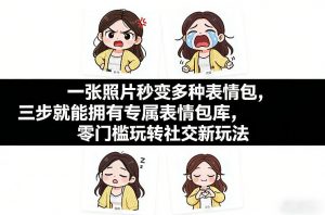 一张照片秒变多种表情包，三步就能拥有专属表情包库，零门槛玩转社交新玩法【文档】-网创资源站