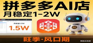 开一家拼多多AI店,月稳定1-2W,目前旺季,风口期!-网创资源站