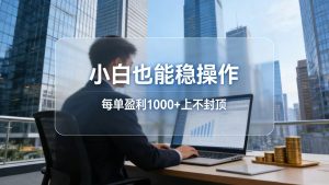 2026新项目,小白也能稳操作,每单盈利1000+上不封顶-网创资源站