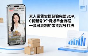 素人短视频带货实操经验完整SOP,0粉新号3个月爆单全流程,一套可复制的带货起号打法-网创资源站