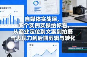 自媒体实战课,多个实例实操给你看,从商业定位到文案到拍摄与表现力到后期剪辑与转化-网创资源站