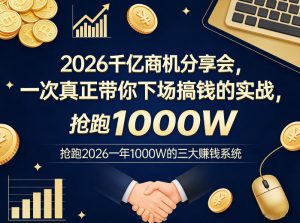2026千亿商机分享会，一次真正带你下场搞钱的实战，抢跑2026一年1000W的三大賺钱系统-网创资源站