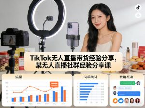 TikTok无人直播带货经验分享，某无人直播社群经验分享课-网创资源站