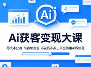 Ai获客变现大课，零成本获客，高客单变现，不花钱不买工具也能用AI做流量-网创资源站