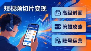 短视频切片变现速成班2.0:高级封面+剪辑攻略+账号运营,0基础小白快速入局副业-网创资源站