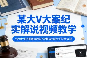 某大V大案纪实解说视频教学，可做伙伴计划、撸精选收益，视频号和支付宝分成计划均可-网创资源站