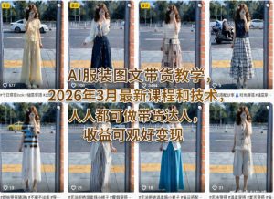 AI服装图文带货教学，2026年3月最新课程和技术，人人都可做带货达人，收益可观好变现-网创资源站