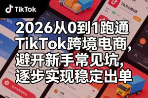 2026从0到1跑通TikTok跨境电商，避开新手常见坑，逐步实现稳定出单-网创资源站