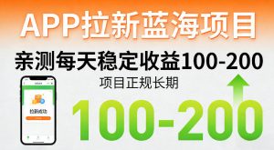 APP拉新蓝海项目,亲测每天稳定收益100-200,项目正规长期-网创资源站