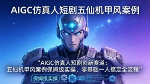 AIGC仿真人短剧创新赛道：五仙机甲风案例保姆级实操，零基础一人搞定全流程-网创资源站