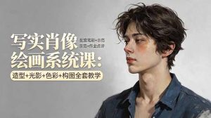 写实肖像绘画系统课：造型+光影+色彩+构图全套教学，配套笔刷+示范+作业点评-网创资源站