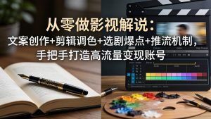 从零做影视解说：文案创作+剪辑调色+选剧爆点+推流机制，手把手打造高流量变现账号-网创资源站