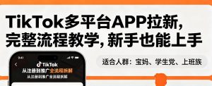 TikTok多平台APP拉新,完整流程教学,新手也能上手,轻松出海搞美金-网创资源站