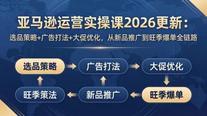 亚马逊运营实操课2026更新:选品策略+广告打法+大促优化,从新品推广到旺季爆单全链路-网创资源站