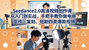 Seedance2.0高清视频创作课:从入门到实战,手把手教你做电商、宣传、复刻、短剧四类爆款视频-网创资源站