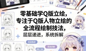 零基础学Q版立绘，专注于Q版人物立绘的全流程绘制技法，层层递进，系统拆解-网创资源站