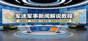 军迷军事新闻解说教程：0基础起号，热点选题+文案剪辑+消重变现全流程教学-网创资源站