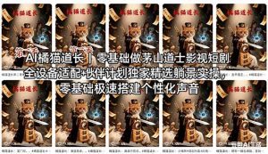AI橘猫道长茅山道士短剧教程｜零基础傻瓜式操作，AI一键生成古风玄幻爆款短视频快速变现-网创资源站
