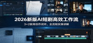 2026新版AI短剧高效工作流：3+2极简创作闭环，全流程实操讲解-网创资源站