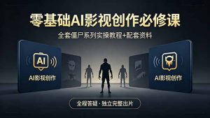 零基础AI影视创作必修课，全套僵尸系列实操教程加配套资料，全程答疑带你独立完整出片-网创资源站