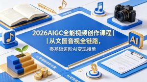 2026AIGC全能视频创作课程｜从文图音视全链路，零基础进阶AI变现接单-网创资源站