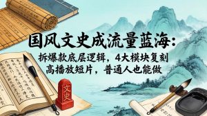 国风文史成流量蓝海：拆爆款底层逻辑，4大模块复刻高播放短片，普通人也能做-网创资源站