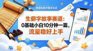 公众号流量主——生僻字故事赛道，流量稳，好上手，0基础小白也能10分钟一篇-网创资源站