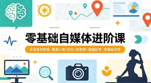 零基础自媒体进阶课，多名导师亲授，覆盖心理+定位+短视频+瑜伽起号，零基础可学-网创资源站