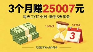 3个月赚钱25007元，每天工作1个小时，新手3天全部学会！-网创资源站