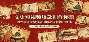 文史短视频爆款创作秘籍：四大模块完整复刻国风高流量短片制作-网创资源站