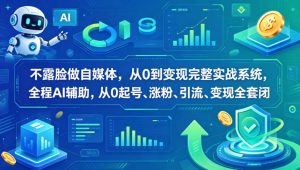 不露脸做自媒体，从0到变现完整实战系统，全程AI辅助，从0起号、涨粉、引流、变现全套闭环-网创资源站