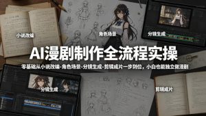 AI漫剧制作全流程实操，零基础从小说改编-角色场景-分镜生成-剪辑成片一步到位，小白也能独立做漫剧-网创资源站