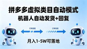 多多虚拟类目自动模式，机器人自动发货 + 回复，月入 1-5W 可落地-网创资源站